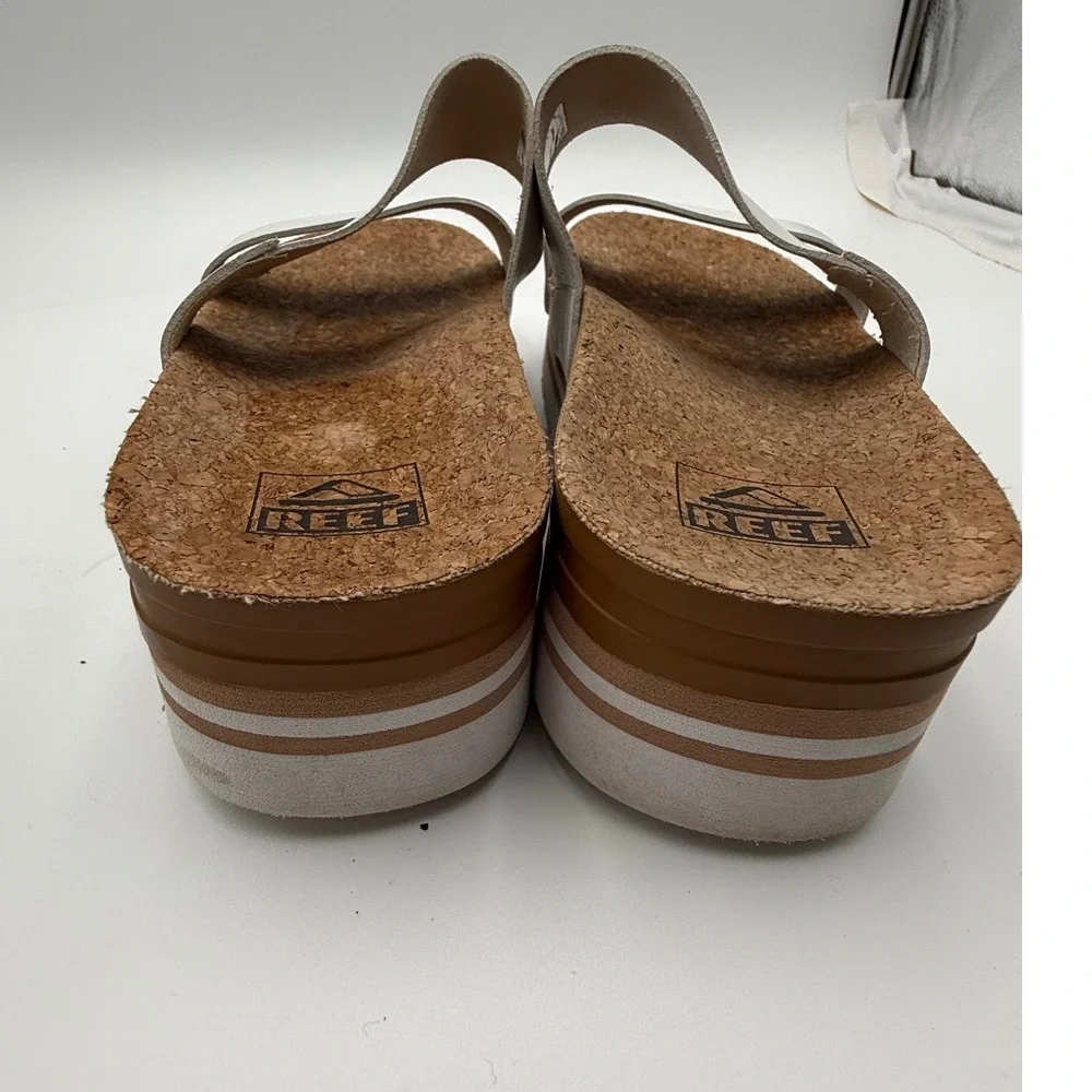 Reef Cushion‎ Vista Hi Platform Sandals White Cork Footbed Size 10